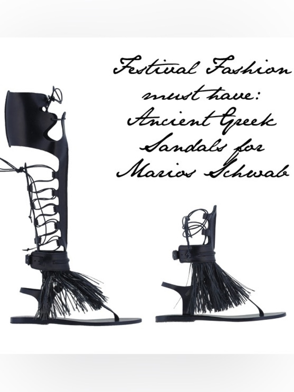 Ancient Greek sandals Gladiator Fringe Knee-High Sandals 7 - Picture 8 of 13